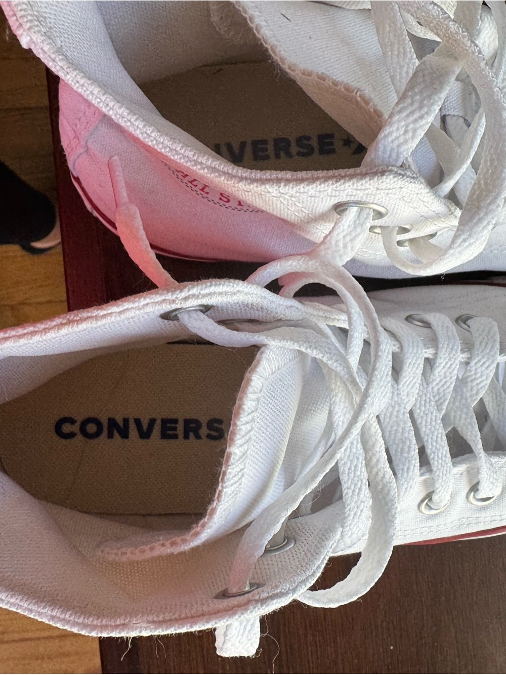 Converse White High-Top Sneakers with Red Sole Stripe - Picture 7 of 7